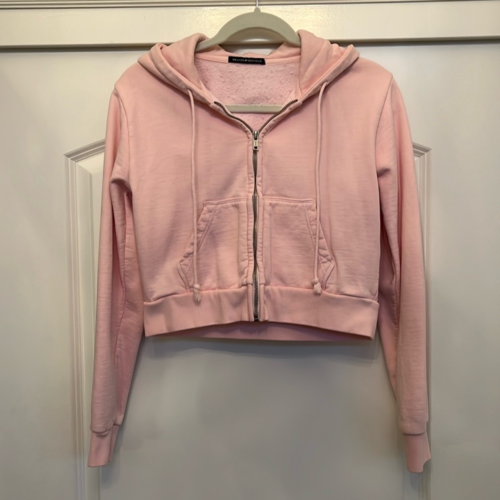 Brandy Melville Crop Zip Up Hoodie